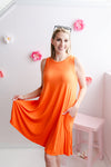 Relaxed Sleeveless Swing Dress |Orange