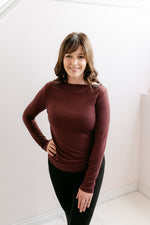 Wide Neck Knit Top | Merlot - MNR Beauty Boutique