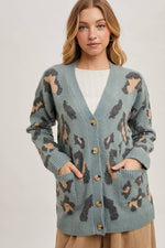 Button Up Cheetah Cardigan | Oatmeal