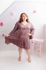 Curvy Boho Balloon Long Sleeve Dress | Dusty Mauve