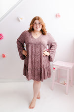 Curvy Boho Balloon Long Sleeve Dress | Dusty Mauve