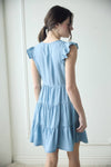 The Sara Chambray Button Down Tiered Mini Dress