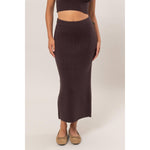 Ribbed Knit Midi Skirt | Espresso