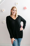 Knit Front Seam Sweater | Black