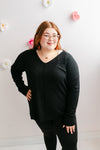 Curvy Knit Front Seam Sweater | Black