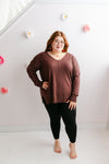 Curvy Knit Front Seam Sweater | Mahogany