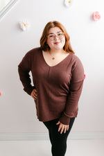 Curvy Knit Front Seam Sweater | Mahogany