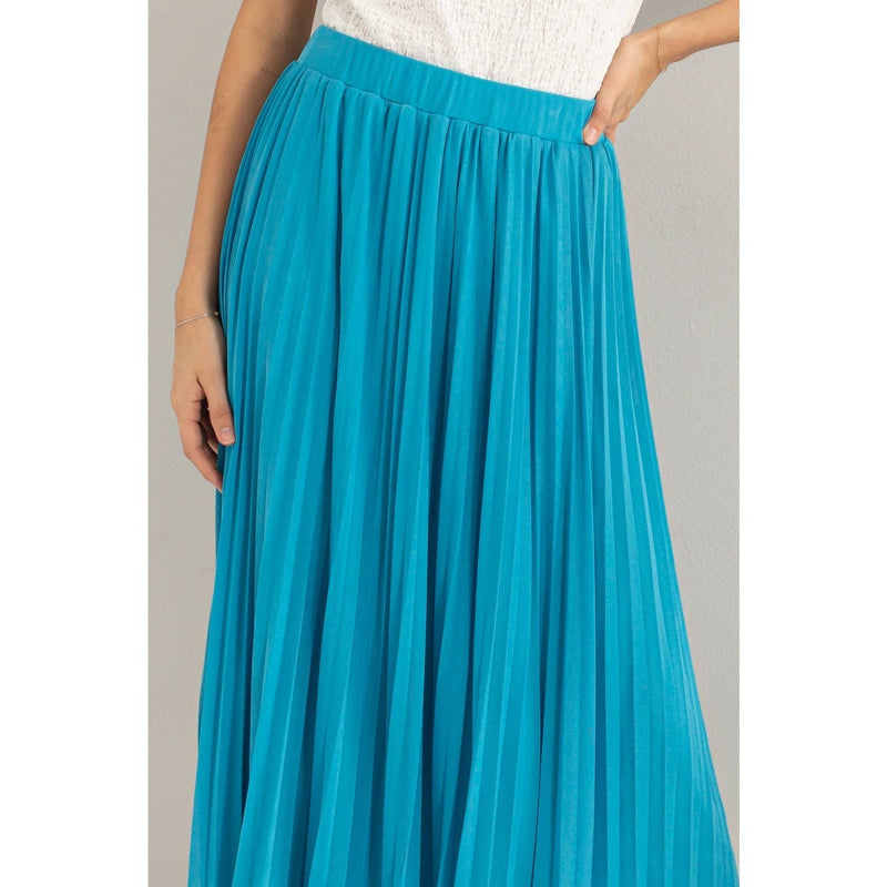 Pleated High-Waist Mesh Skirt | Turquoise