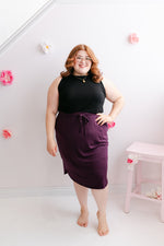 Curvy Tulip Hem Skirt | Eggplant