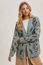 Button Up Cheetah Cardigan | Oatmeal