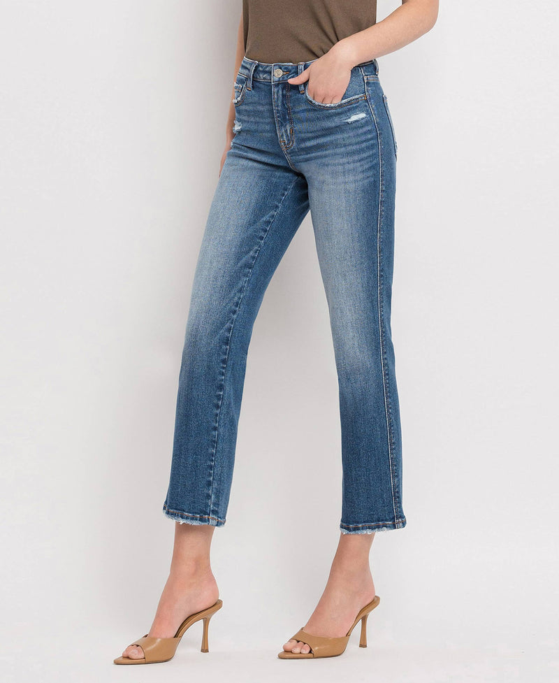 The Wayne High Rise Crop Straight Jeans