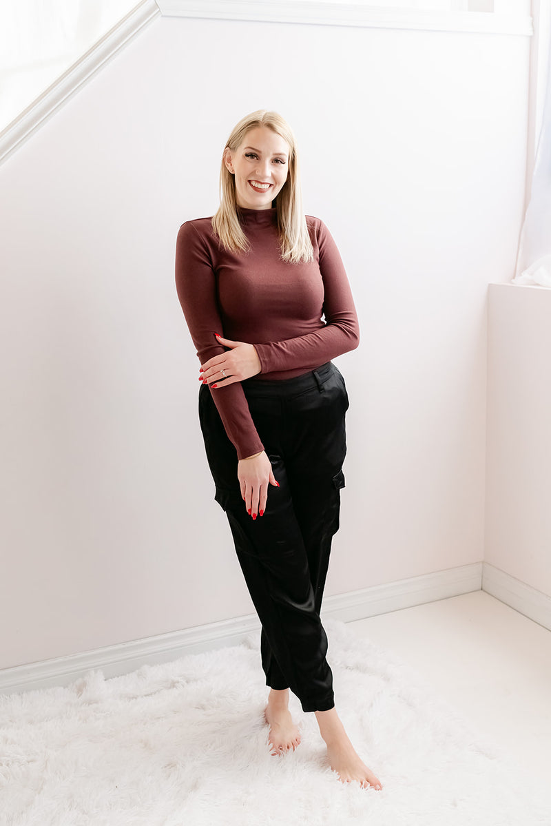 Turtleneck Knit Top | Merlot - MNR Beauty Boutique