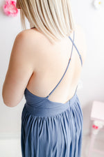 Sleeveless Double Strap Slit Maxi Dress | Midnight Blue