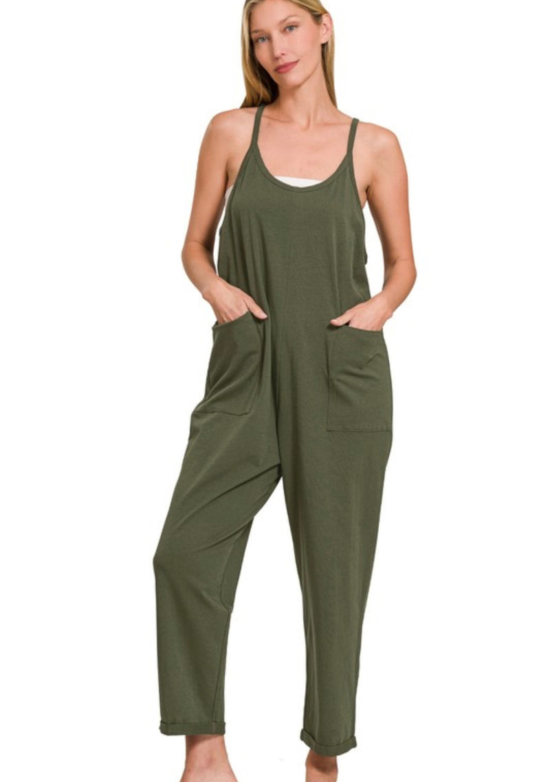 Keep Me Cozy Jumpsuit | Dk Olive