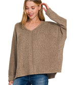 Live In Front Seam Side Slit Sweater | Mocha