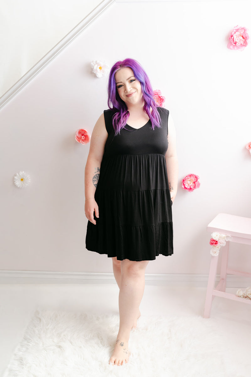 Tiered Short Dress | Black