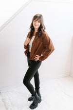 Cropped Corduroy Shacket | Brown - MNR Beauty Boutique