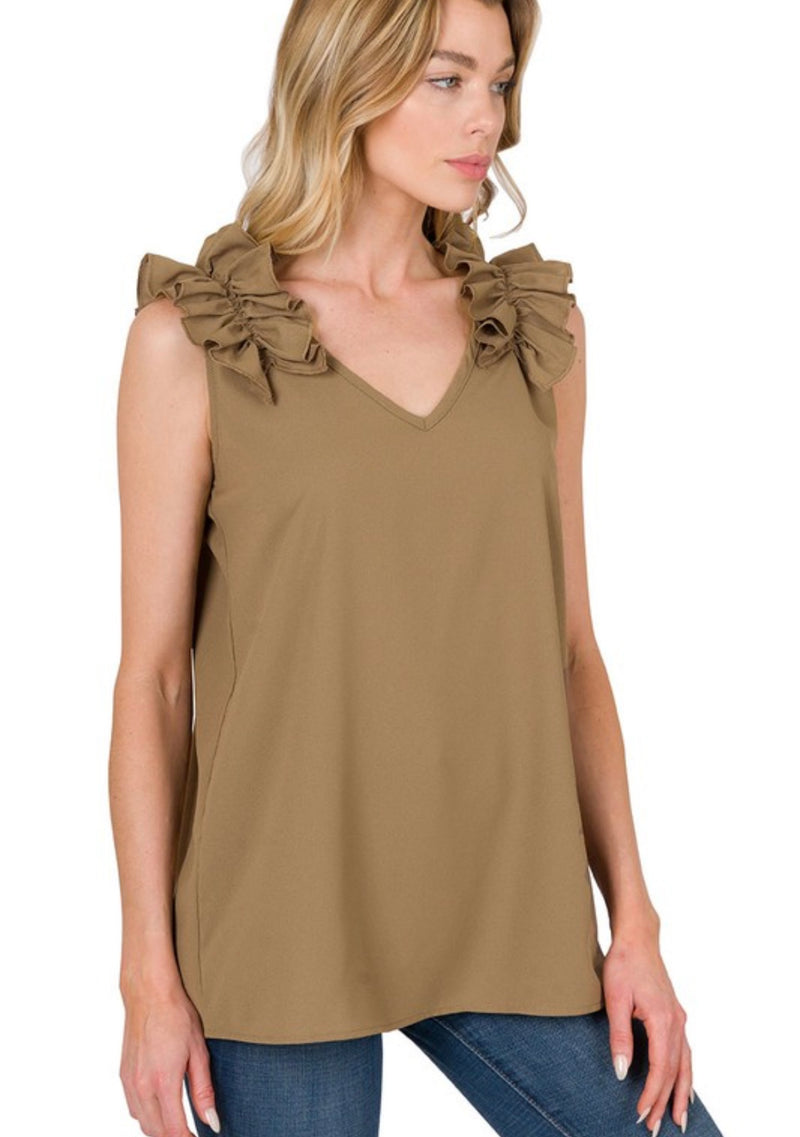 Frilled Tank | Mocha