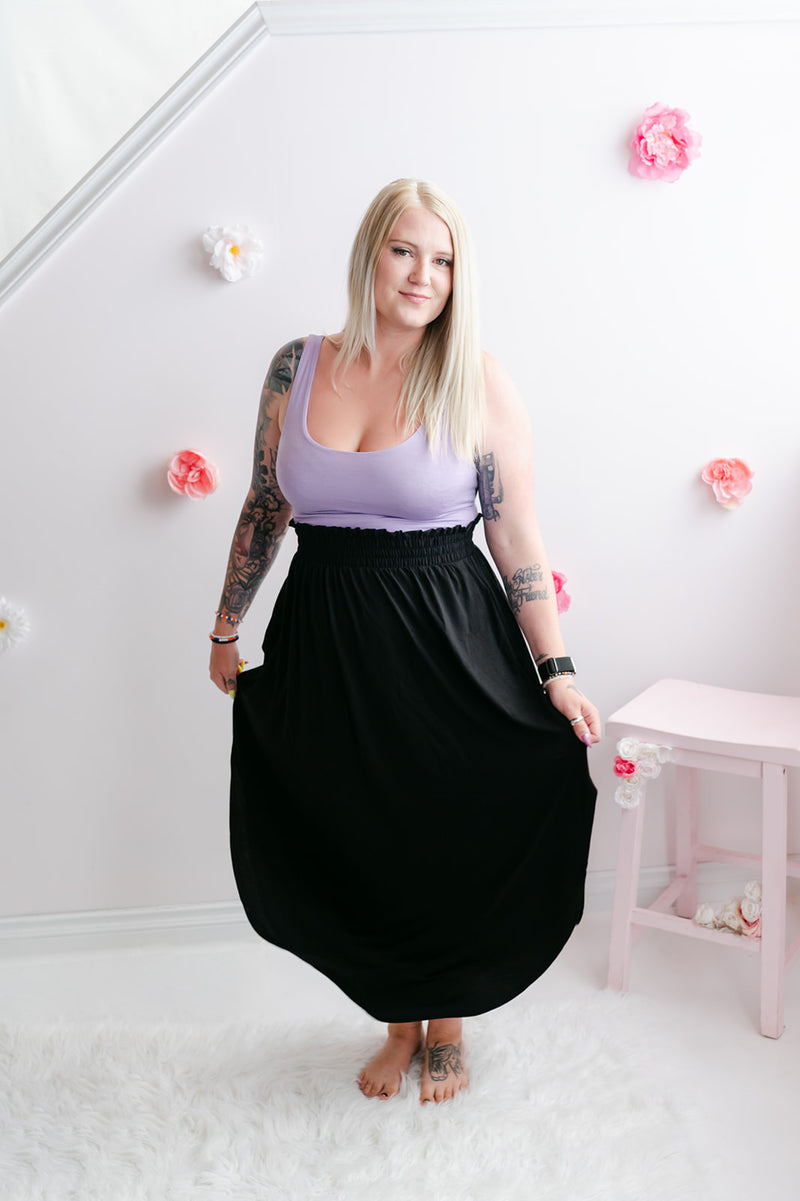 Smocked Cozy Skirt | Black