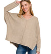 Live In Front Seam Side Slit Sweater | Ash Mocha