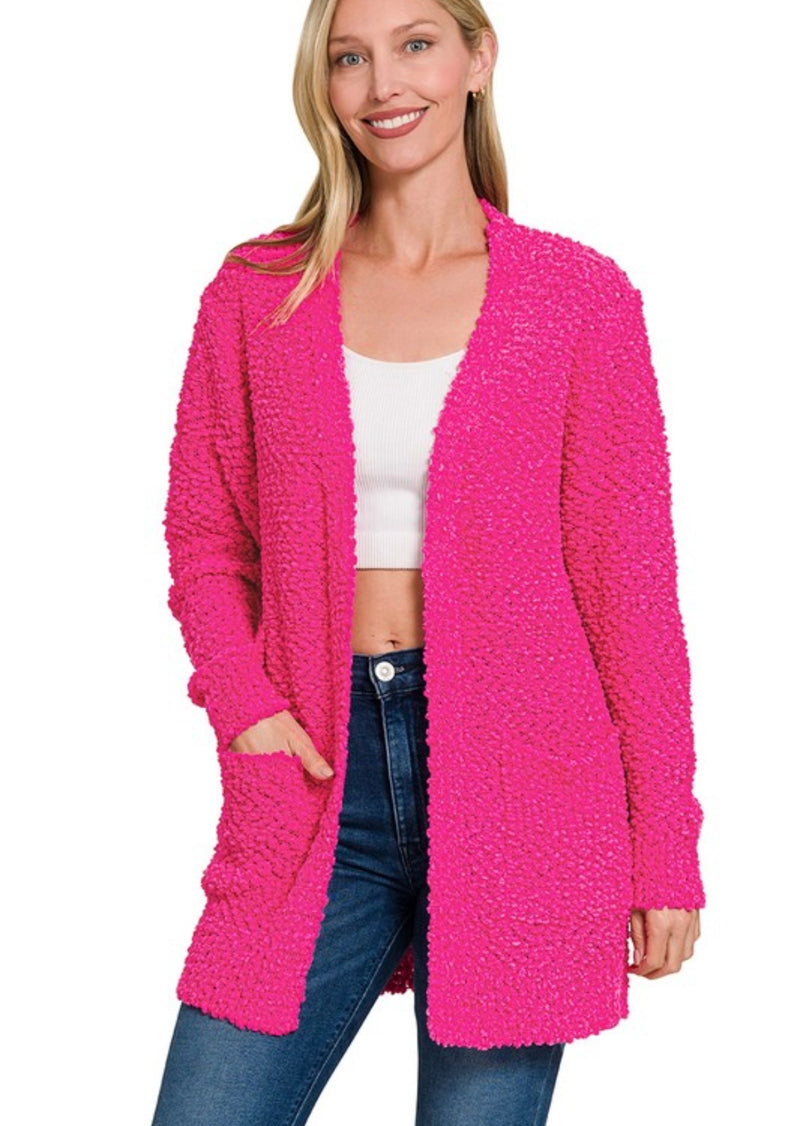 Popcorn Cardigan | Hot Pink