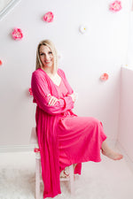 Curvy Solid Midi Dress | Hot Pink