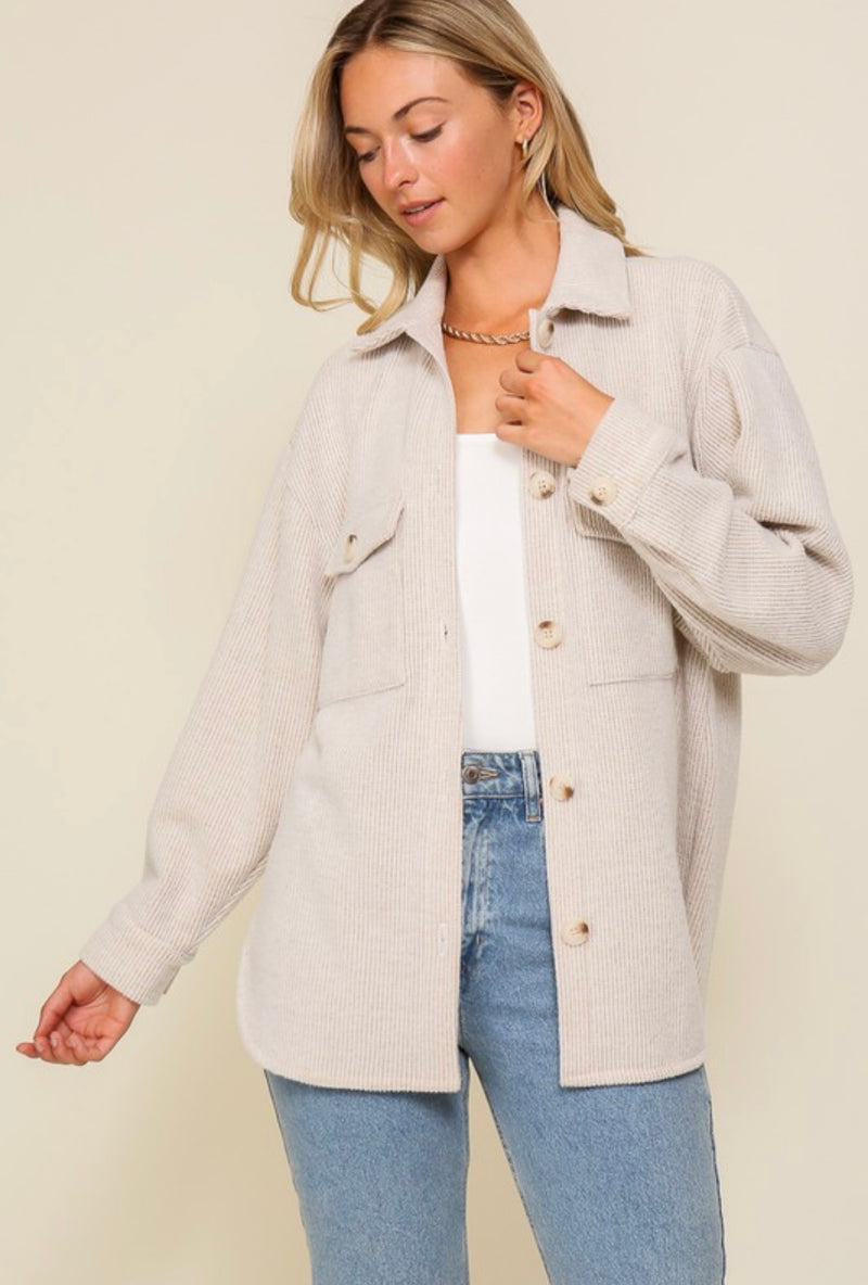 The Curvy Short Waffle Shacket | Oatmeal