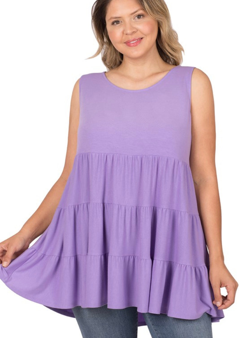 Curvy Tiered Flow With Me Tank | Lavender