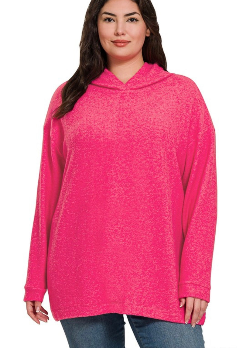 Curvy Live In Hoodie | Hot Pink