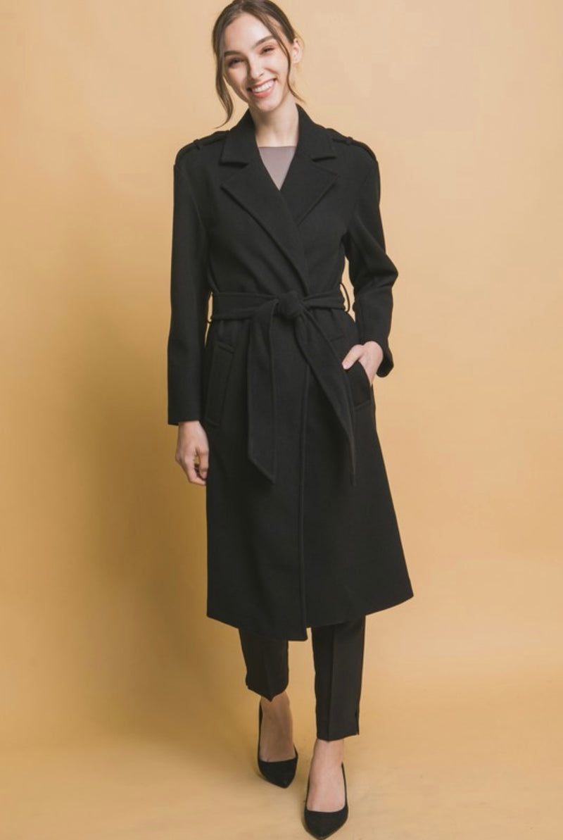 The Rebecca Tie-Front Coat | Black