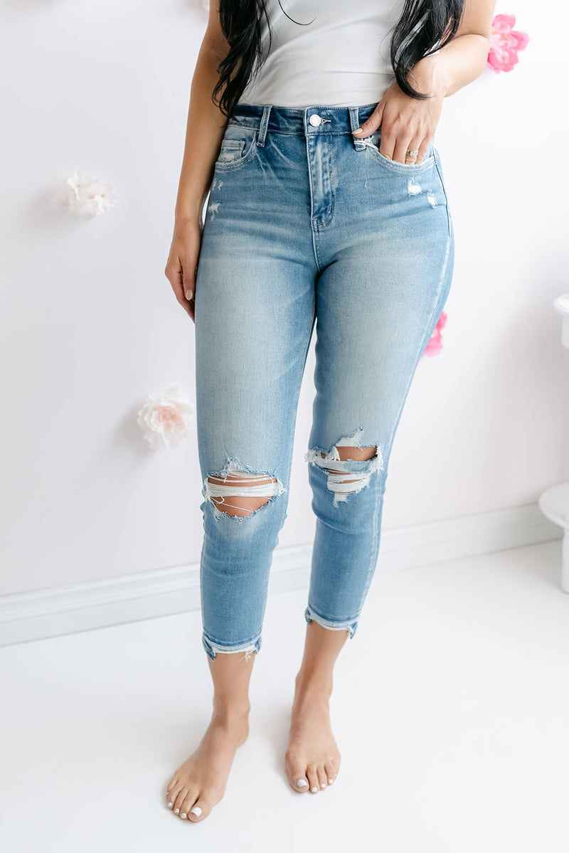 The Ana High Rise Contrast Back Panel Skinny Jeans - MNR Beauty Boutique
