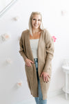 Ribbed Open Front Cardigan | Latte