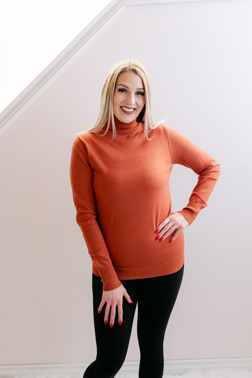 Knit Turtleneck Sweater | Baked Clay - MNR Beauty Boutique