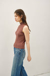 Ribbed Turtleneck Sleeveless Sweater Top | Cocoa