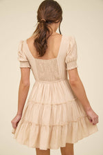 Square Neck Smocked Detail Tiered Mini Dress | Navy