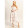 Ditsy Floral Print Smocked Tiered Dress | White