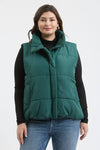 Curvy Solid Zip Up Puffer Vest | Black
