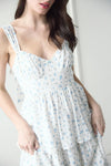 Corset Ruffle Tiered Midi Dress | Blue