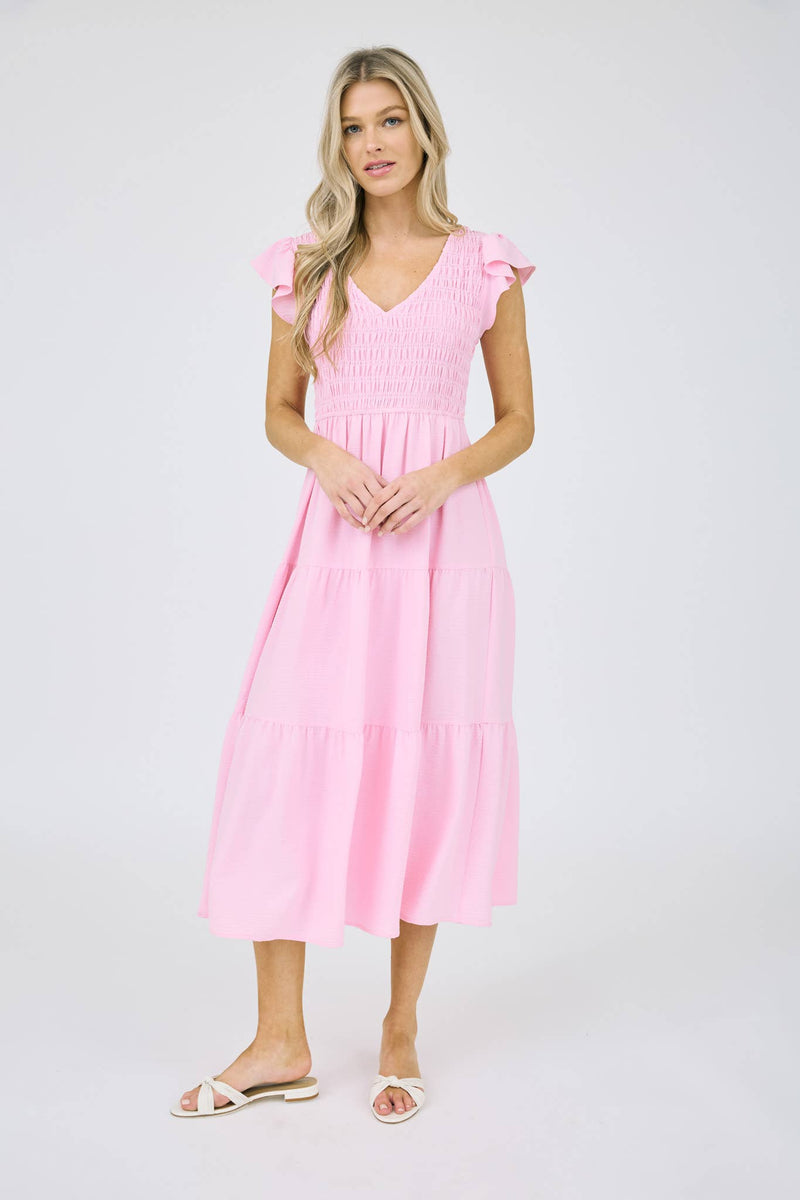 Flutter Sleeve Maxi Dress | Light Pink