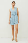 Collar Wrap-tie Romper | Skylight