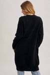 Ribbed Open Front Cardigan | Black