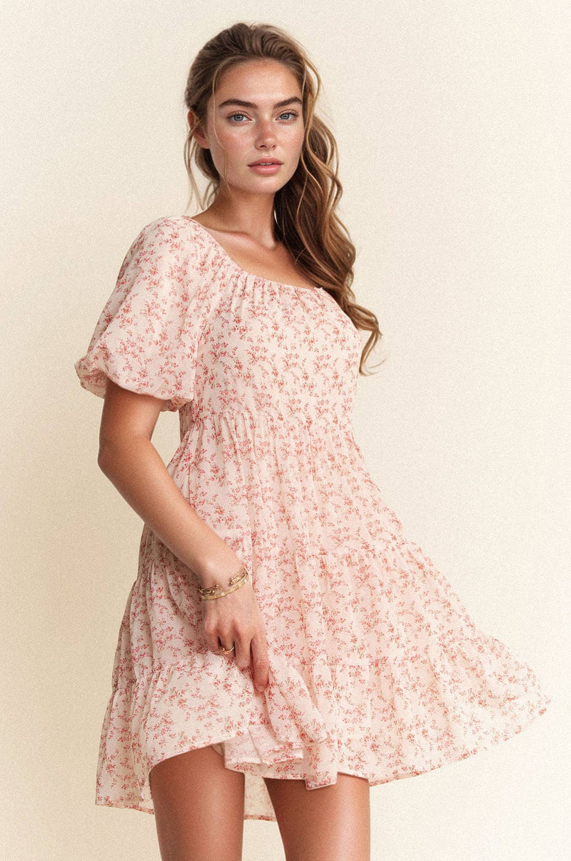 Curvy Floral Ditsy Print Mini Dress