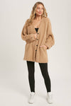Fuzzy Knit Balloon Sleeve Jacket | Dusty Pink