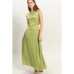 Sleeveless Top And Maxi Skirt Set | Matcha