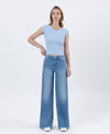 The Mandi High Rise Frayed Hem Wide Leg Jeans