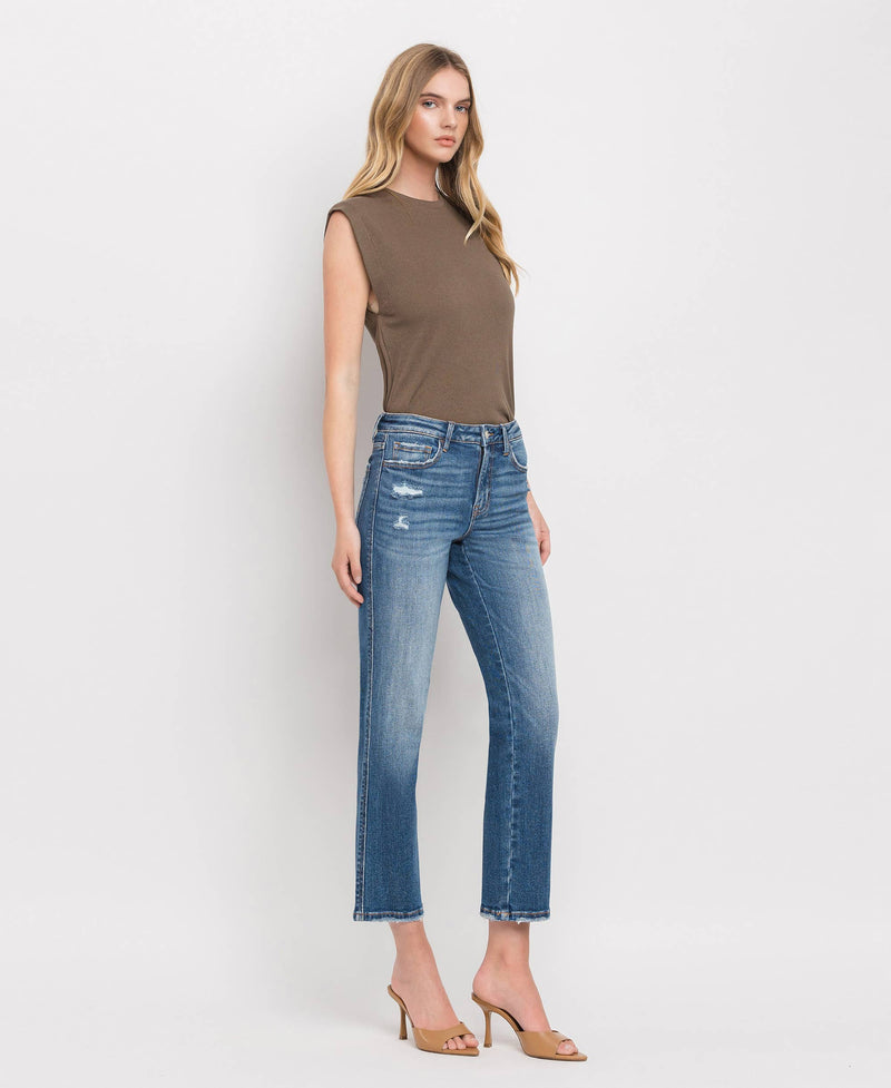The Wayne High Rise Crop Straight Jeans