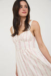 Floral Stripe Button Detail Maxi Dress | Pink