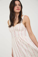 Floral Stripe Button Detail Maxi Dress | Pink