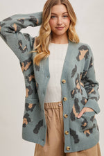 Button Up Cheetah Cardigan | Oatmeal
