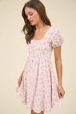 Floral Lace Trim Hook Mini Dress | Pink